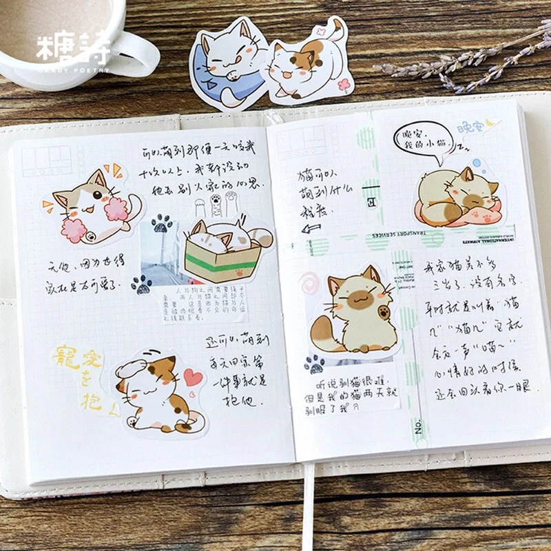 RESTOCK! Sticker Box - Cartoon Cats - 45 Stickers - Image 3