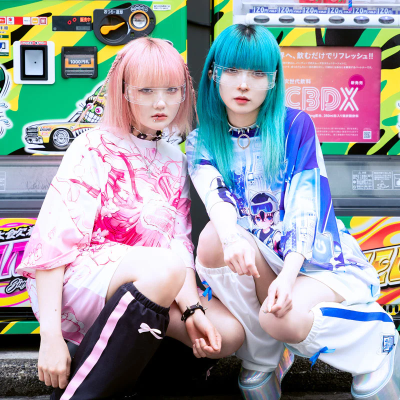 ACDC RAG × Peach ☆ Punch - Cyber Cat Huge T-Shirt - Image 10
