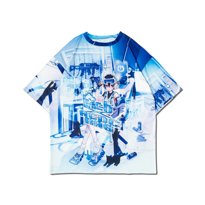 ACDC RAG × Peach ☆ Punch - Cyber Cat Huge T-Shirt - Image 11