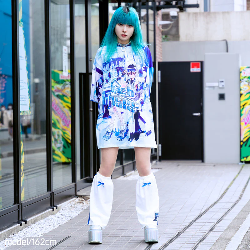 ACDC RAG × Peach ☆ Punch - Cyber Cat Huge T-Shirt - Image 3