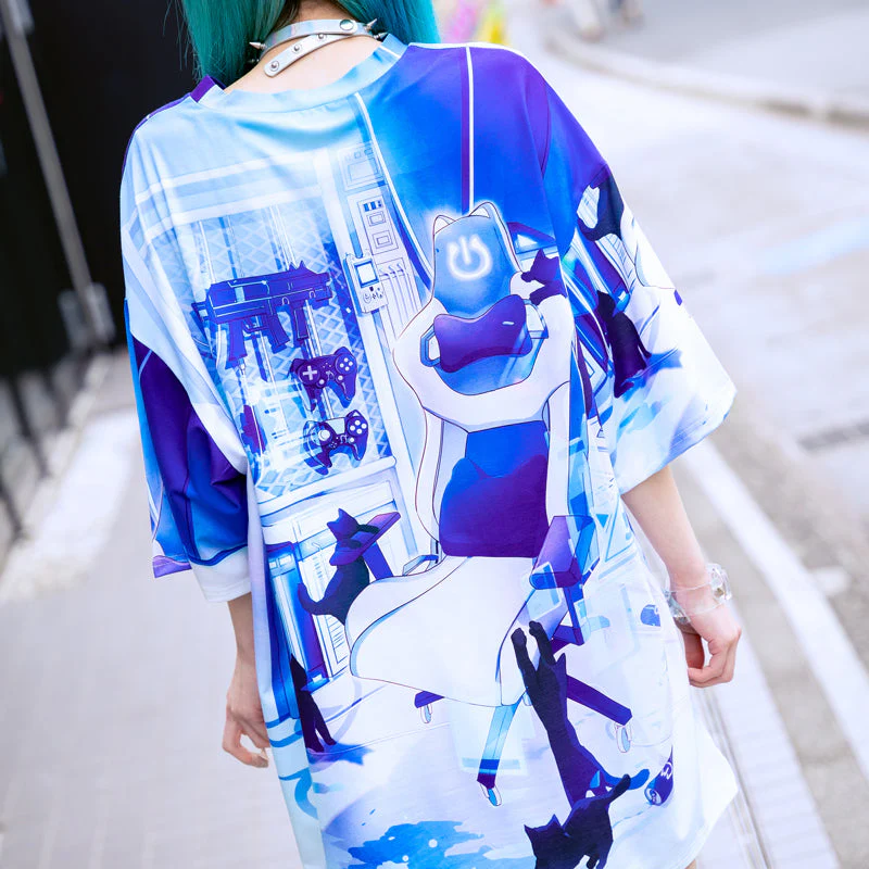 ACDC RAG × Peach ☆ Punch - Cyber Cat Huge T-Shirt - Image 6