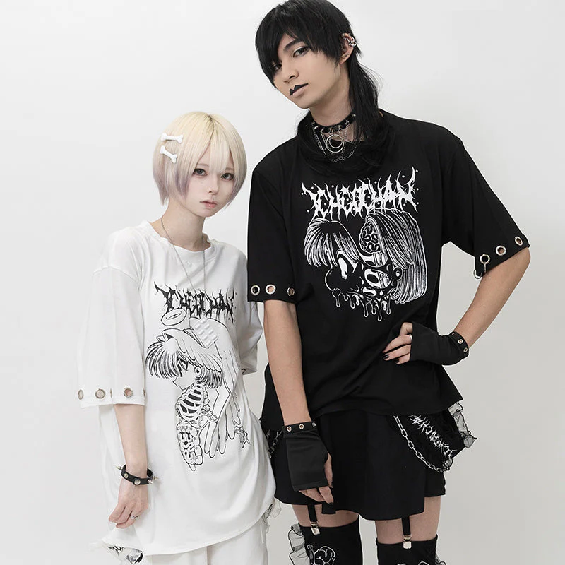 ACDC RAG × ICHIGO CHAN - Ribcage Angel Girl T-Shirt - White Edition - Image 3