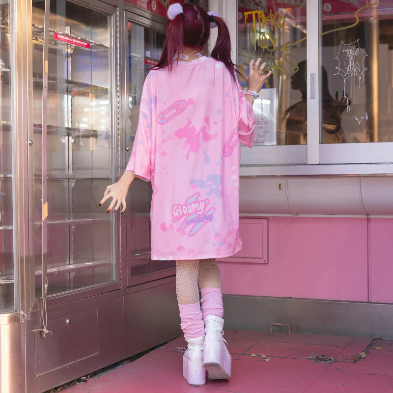 ACDC RAG x Gloomy Bear - Oversized Tee Shirt Pastel Pink - Image 3
