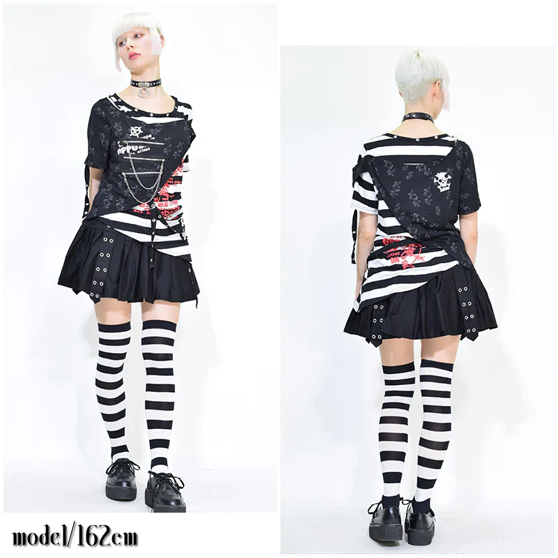 ACDC RAG Pleated Skirt Pants - Black & Red Tartan - Image 11