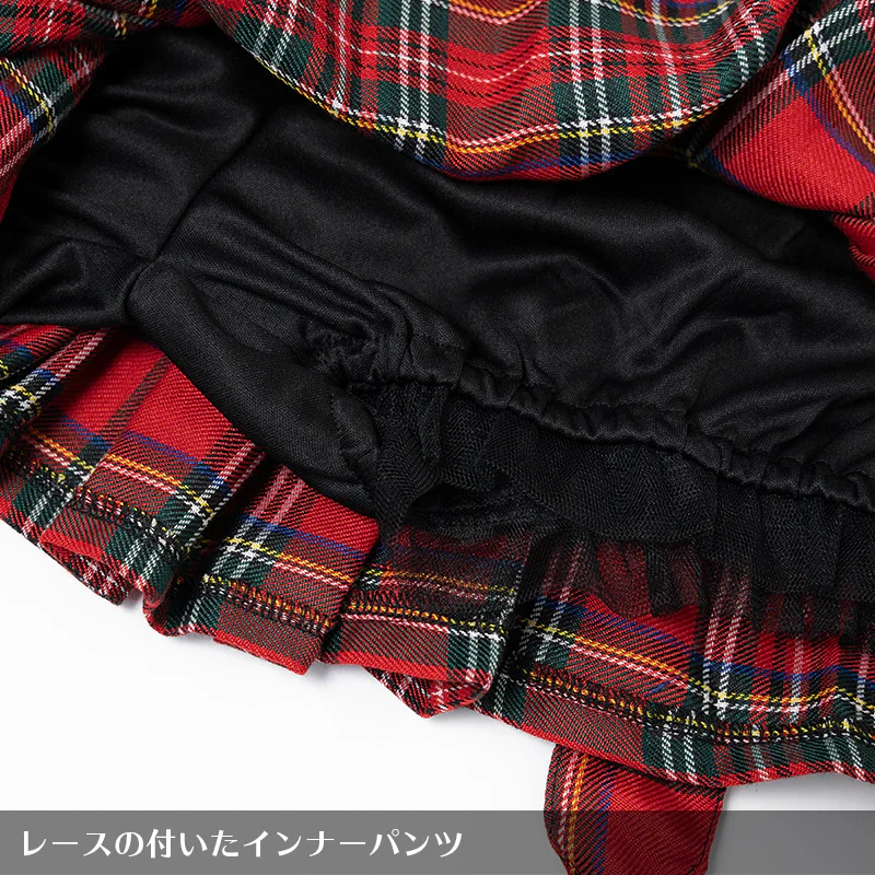 ACDC RAG Pleated Skirt Pants - Black & Red Tartan - Image 9