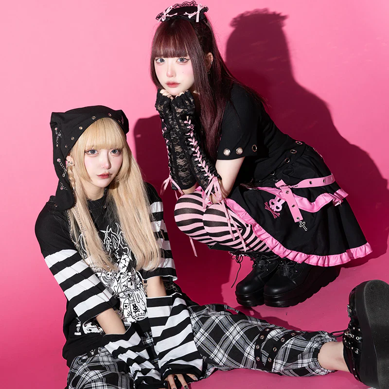ACDC RAG Punky Bunny Skirt - Black/Pink & Black/White - Image 3