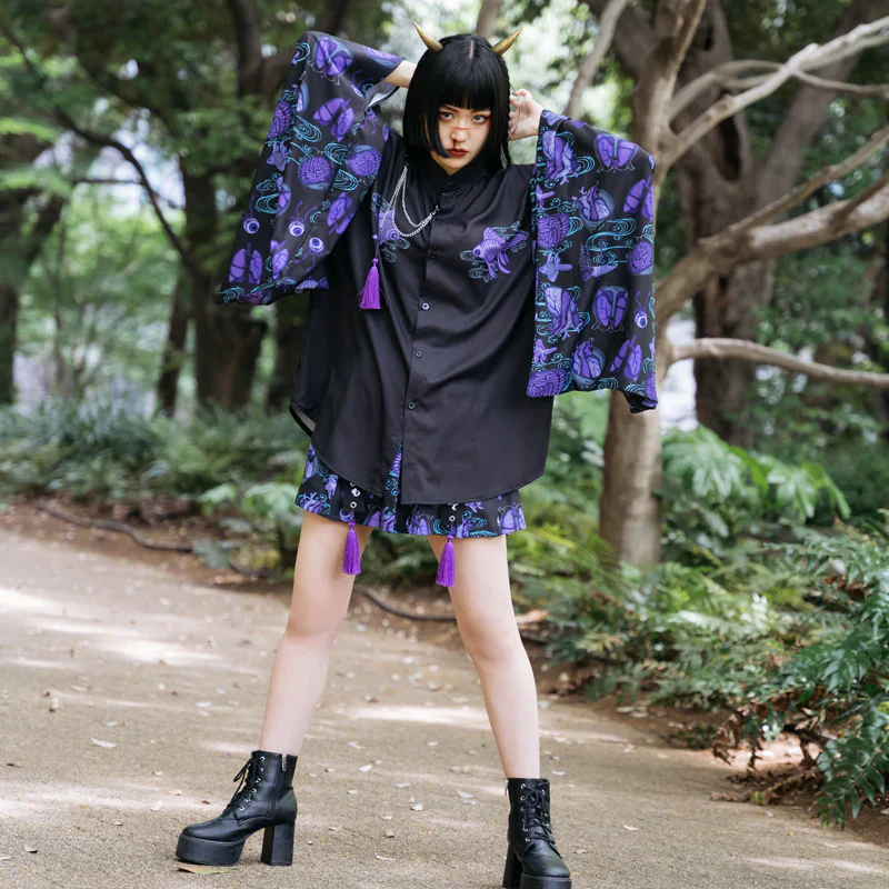 ACDC RAG Ochimizu Mini Skirt - Black/Purple & Black/Gray - Image 10