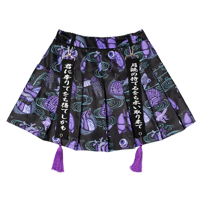 ACDC RAG Ochimizu Mini Skirt - Black/Purple & Black/Gray - Image 17