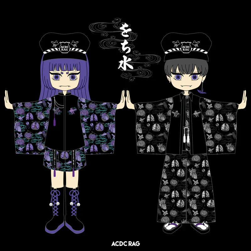 ACDC RAG Ochimizu Mini Skirt - Black/Purple & Black/Gray - Image 2