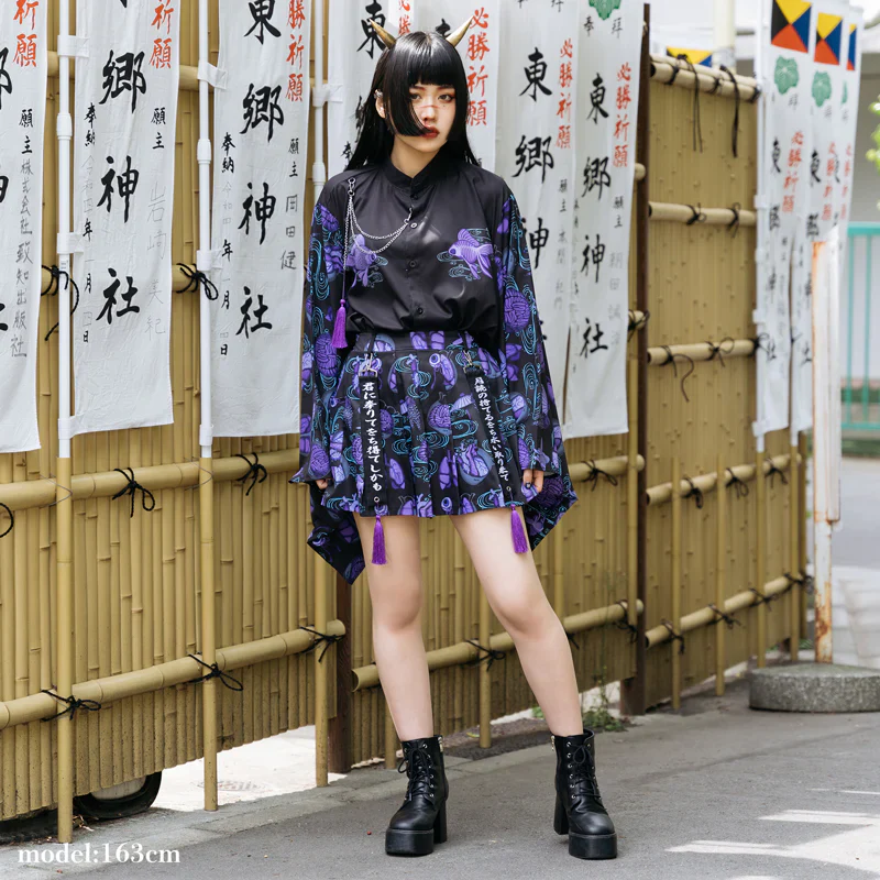 ACDC RAG Ochimizu Mini Skirt - Black/Purple & Black/Gray - Image 3