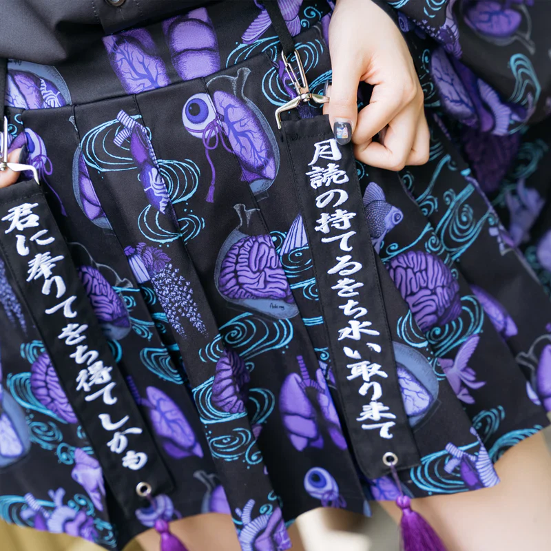 ACDC RAG Ochimizu Mini Skirt - Black/Purple & Black/Gray - Image 5