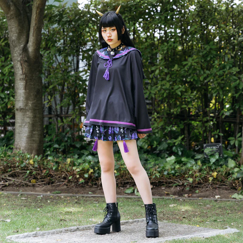 ACDC RAG Ochimizu Mini Skirt - Black/Purple & Black/Gray - Image 9
