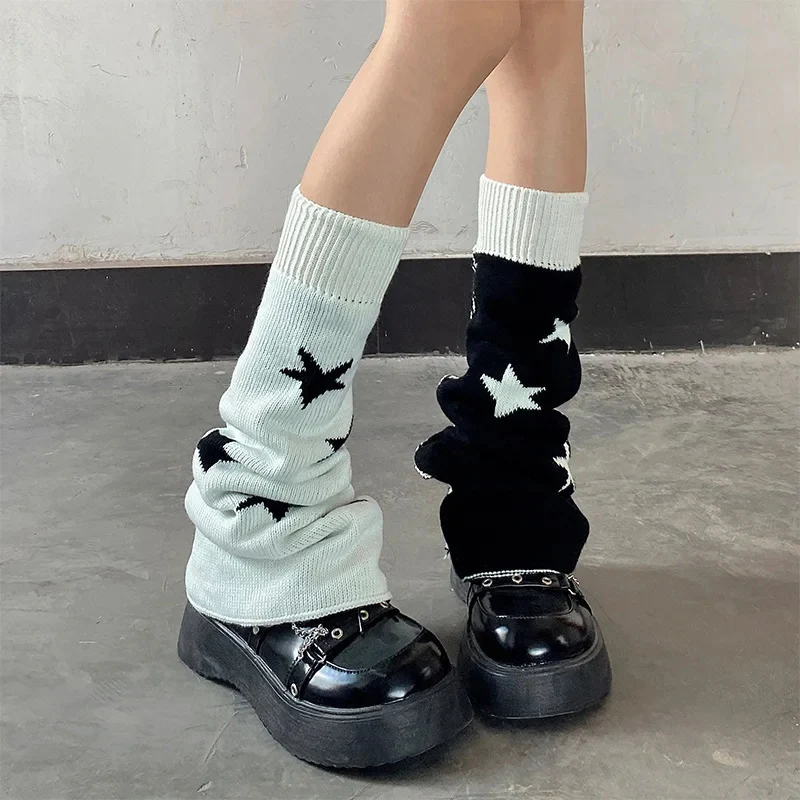 Leg Warmers - Black & White - Reversible Stars - Image 2