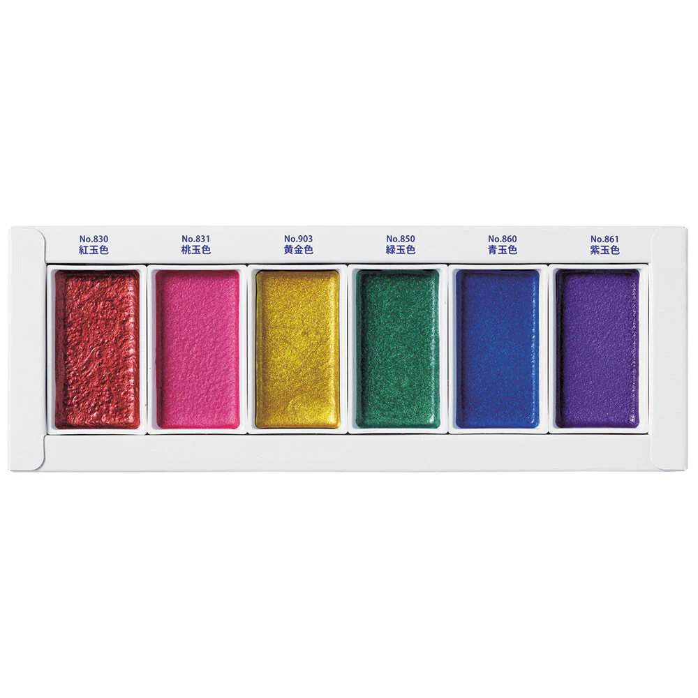 RESTOCK MAY! Kuretake - Gansai Tambi - Gem Colours - Set of 6 - Image 3