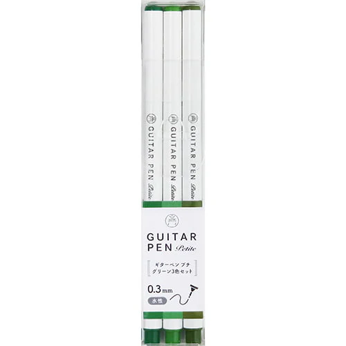 Teranishi Guitar Pen Petite - 0.3mm - Green, Leaf Green & Olive Green - Set of 3