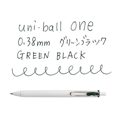 Uni-ball One Gel Pen - 0.38mm - Green Black - Image 2