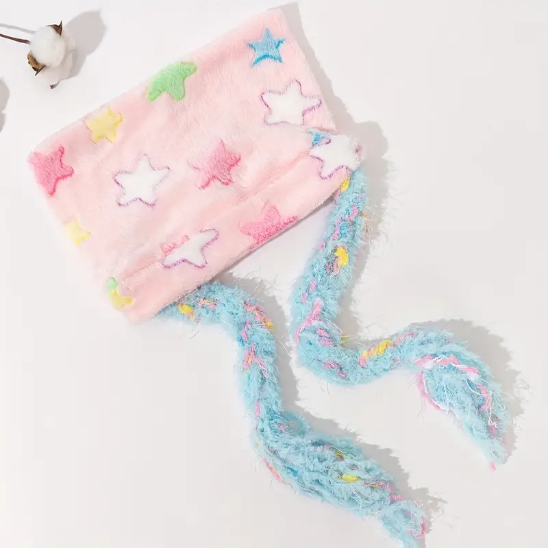 Cat Beanie - Pastel Star Y2K - Pink, Yellow & Blue - Image 5