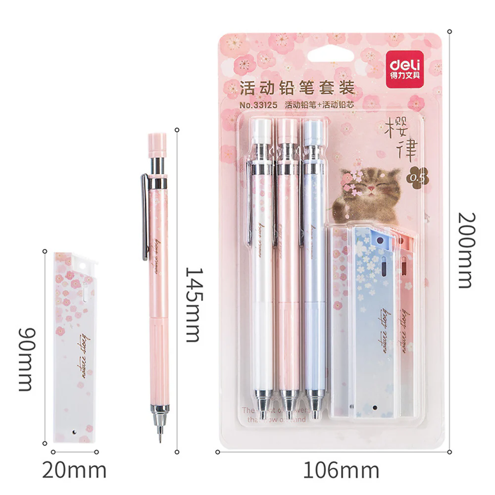 Deli - Cherry Blossom - Mechanical Pencils & Lead Refills - Set of 3 - Image 5