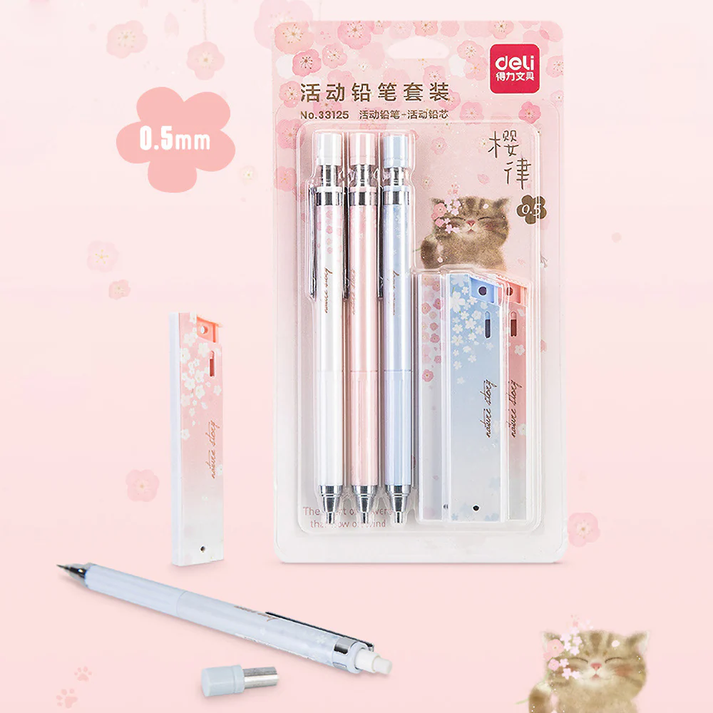 Deli - Cherry Blossom - Mechanical Pencils & Lead Refills - Set of 3 - Image 6
