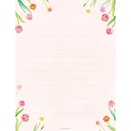 Furukawa Shiko - Letter Writing Set - Lots of Tulips - Image 3