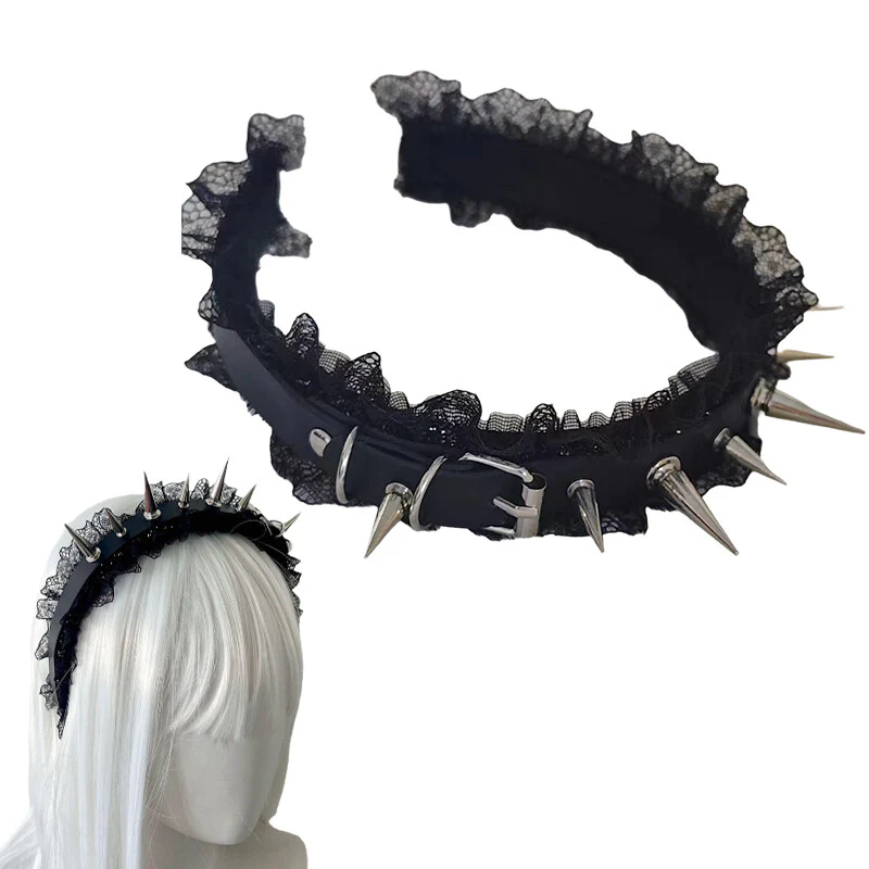 Gothic Laced Spike Headband - Image 3