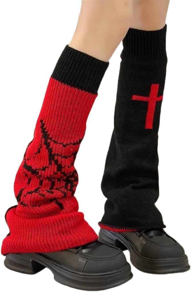 Knit Leg Warmers - Black & Red - Spider & Cross - Image 5