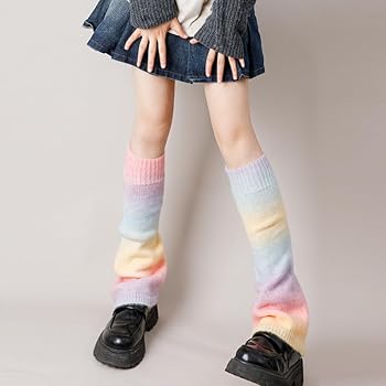 Knit Leg Warmers - Gradient Rainbow - Image 3