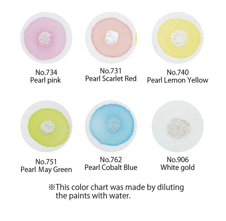 Kuretake - Gansai Tambi - Watercolor Paint - Pearl Set of 6 - Image 2