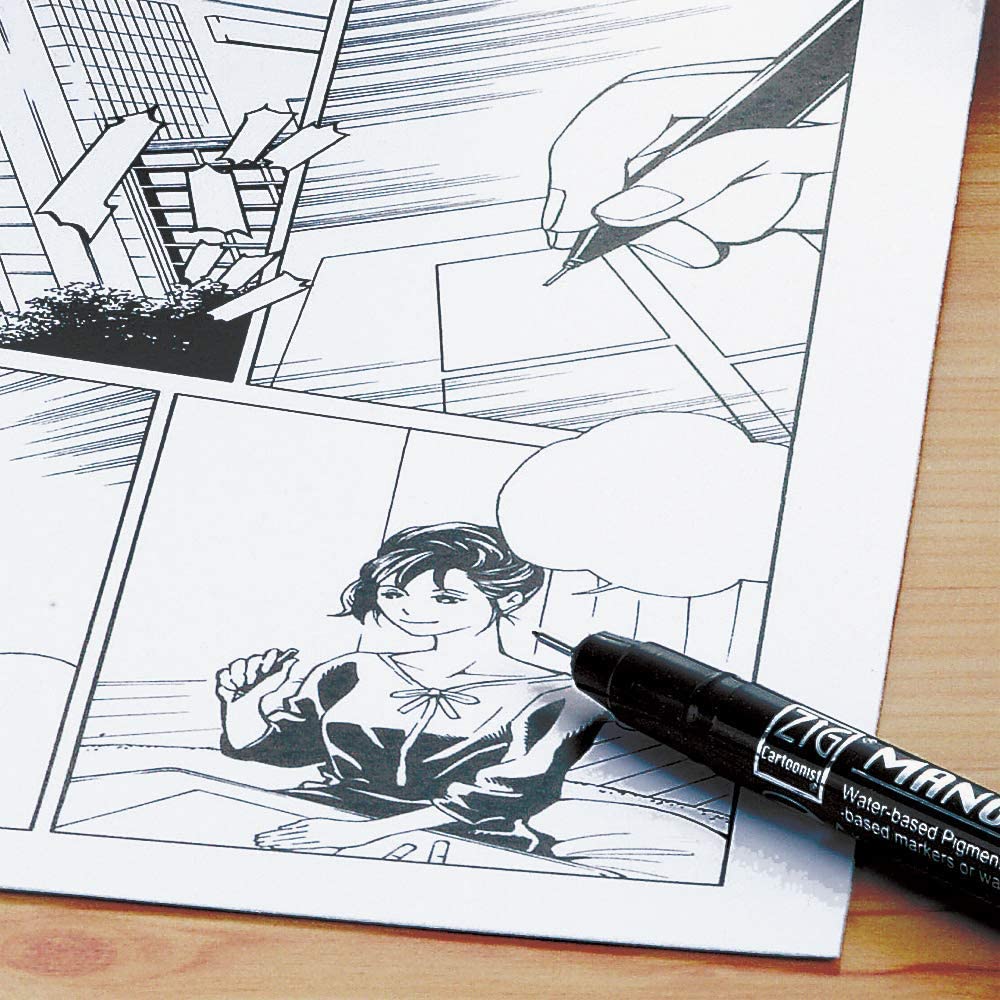 RESTOCK! Kuretake ZIG - Cartoonist Mangaka - Black - Set of 8 - Image 9