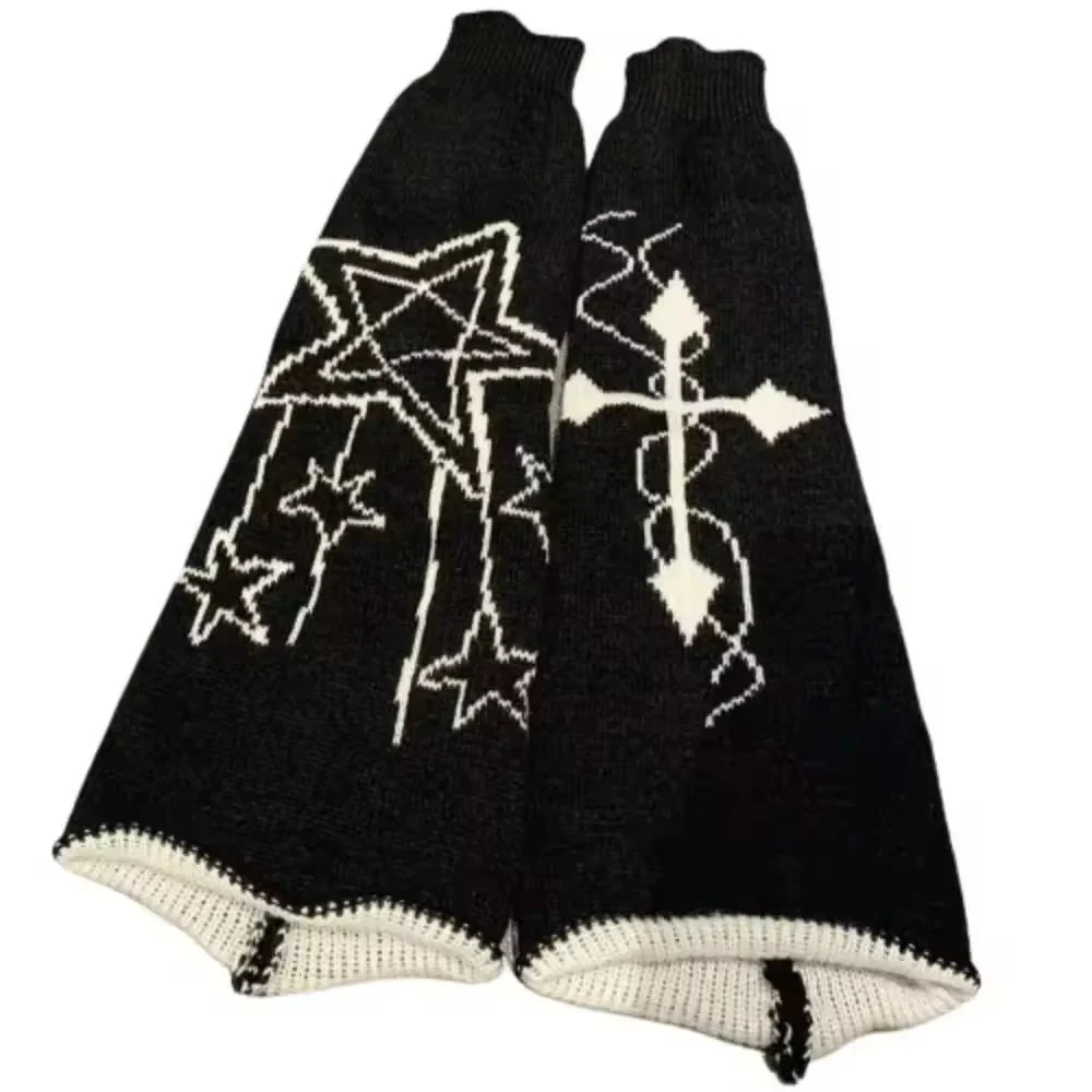 Leg Warmers - Black & White - Star & Cross Knit - Image 2