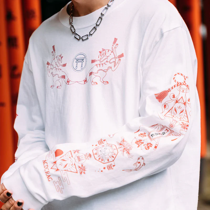 ACDC RAG Neo Japan - Fox Long Sleeve Tee White - Image 10