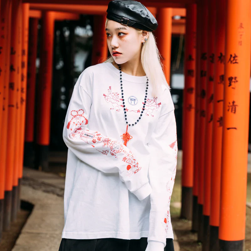 ACDC RAG Neo Japan - Fox Long Sleeve Tee White - Image 4