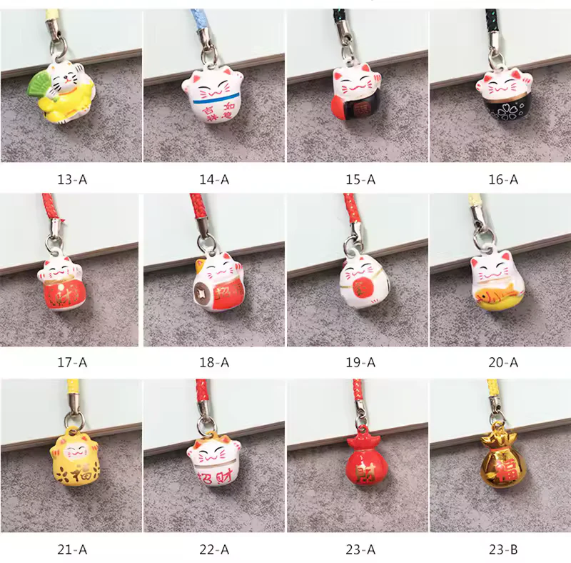 Maneki-Neko Lucky Cat Bell Phone Charm - Image 3