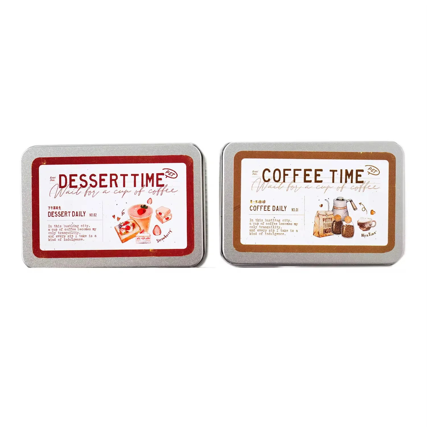 1000 Sticker Tin Set - Coffee Time & Dessert Time PET - Image 7