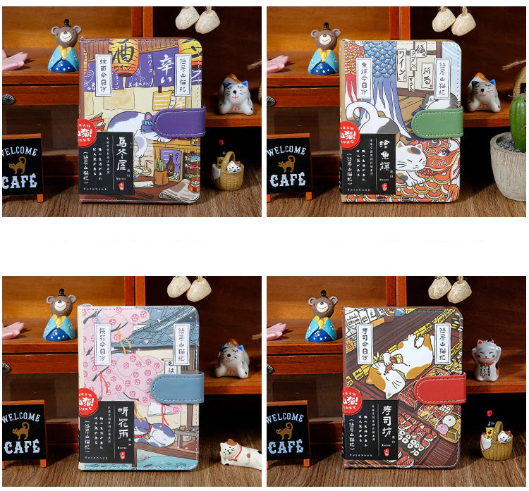 Cat Café Sketch & Story Notebook Gohobi Japanese Cat Magnetic Notebook Pocket Diary - Image 6
