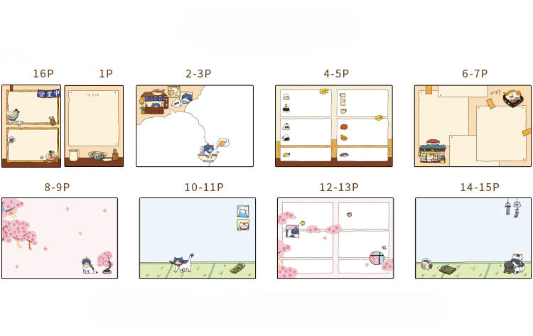 Cat Café Sketch & Story Notebook Gohobi Japanese Cat Magnetic Notebook Pocket Diary - Image 8