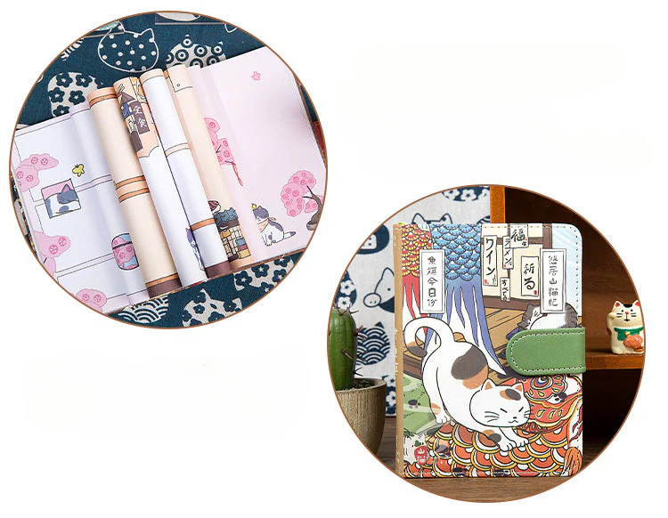 Cat Café Sketch & Story Notebook Gohobi Japanese Cat Magnetic Notebook Pocket Diary - Image 9