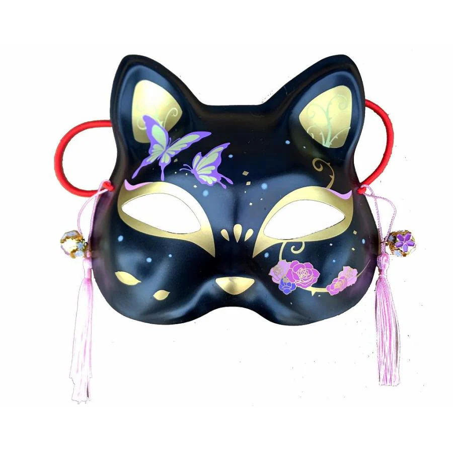 Neko Fox Festival Mask - Black & White - Image 3
