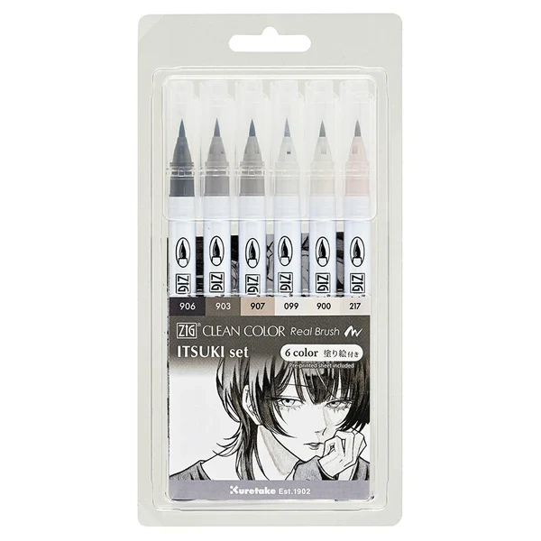 NEW! Kuretake ZIG - Clean Color Real Brush - Itsuki Set of 6
