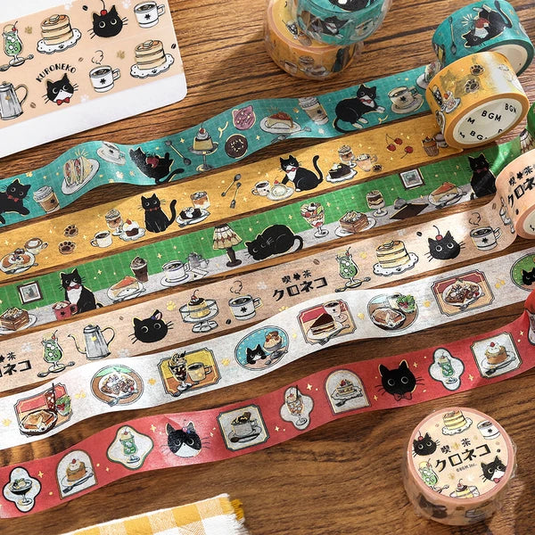 PRE-ORDER MAY! BGM Washi Tape - Black Cat Café - Frame - Image 5