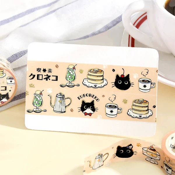 PRE-ORDER MAY! BGM Washi Tape - Black Cat Café - Welcome - Image 4