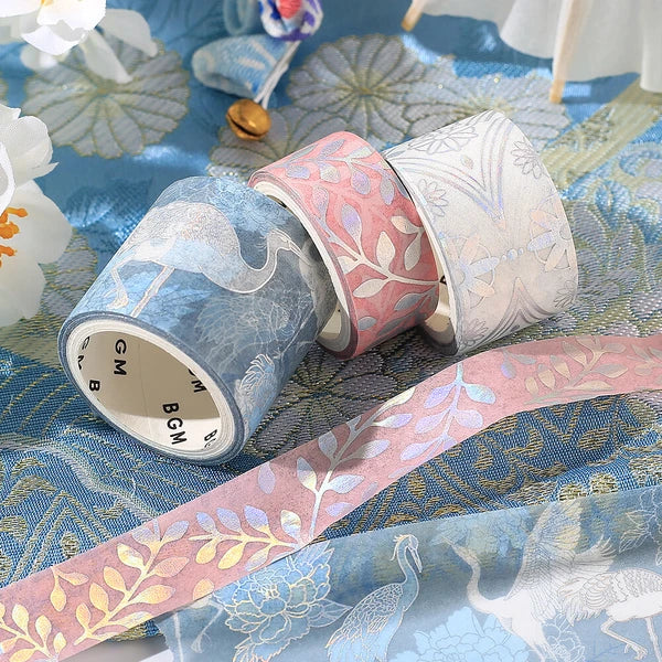 PRE-ORDER MAY! BGM Washi Tape - Japanese Kimono Gold Foil - Awai - Image 4