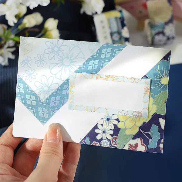 PRE-ORDER MAY! BGM Washi Tape - Japanese Kimono Gold Foil - Azure - Image 5