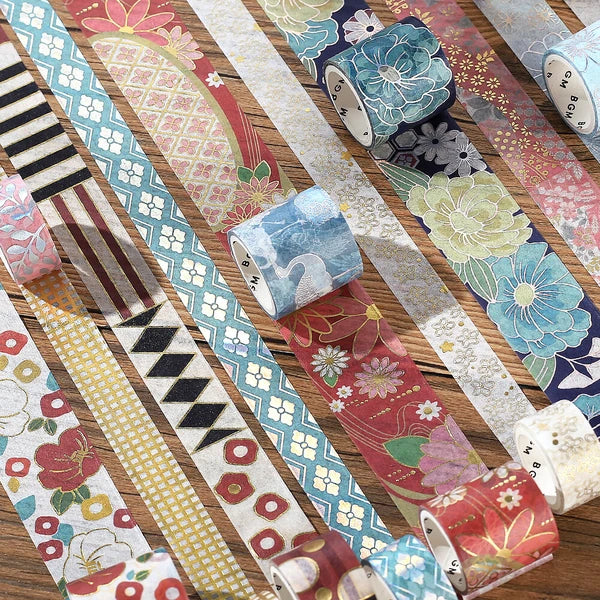 PRE-ORDER MAY! BGM Washi Tape - Japanese Kimono Gold Foil - Azure - Image 9
