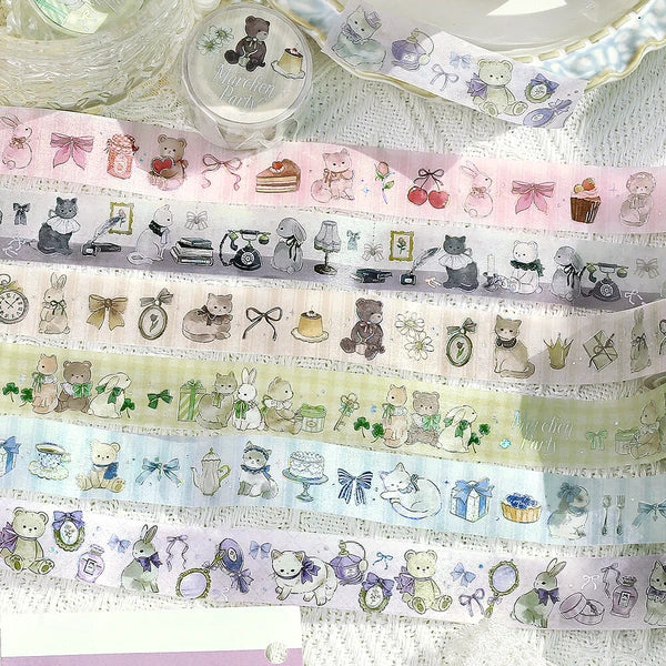 PRE-ORDER MAY! BGM Washi Tape - Marchen Party Holographic Foil - Milk Tea - Image 5