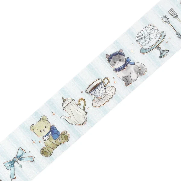 PRE-ORDER MAY! BGM Washi Tape - Marchen Party Holographic Foil - Tea Time - Image 2