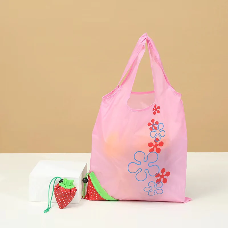 Foldable Strawberry Reusable Shopping Bag - Compact Eco-Friendly Tote Bag - Image 4