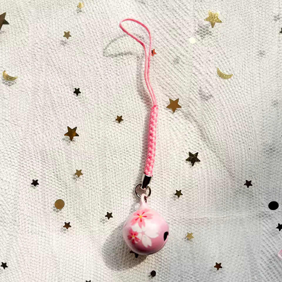 Sakura Bell Phone Charm - Cherry Blossom Jingle Strap for Bags - Image 4