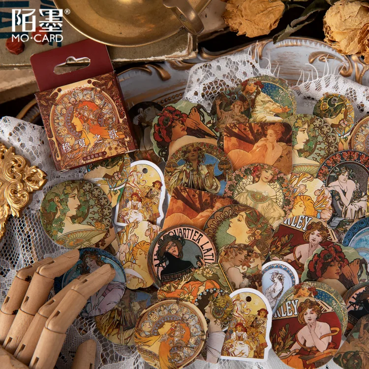 Sticker Box - Alphonse Mucha Art Nouveau - 45 stickers - Image 2