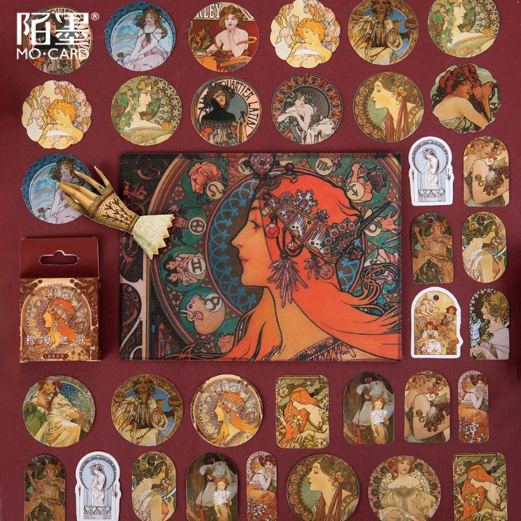 Sticker Box - Alphonse Mucha Art Nouveau - 45 stickers - Image 4